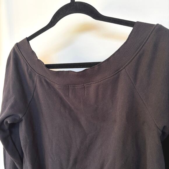 Nation Wyatt V-Neck Black Sweatshirt Classic Varsity Lounge Quiet Luxury Small - Picture 5 of 9